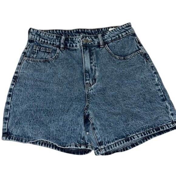 Shein Womens High-Waisted Blue Denim Shorts Size 30 - Picture 1 of 10